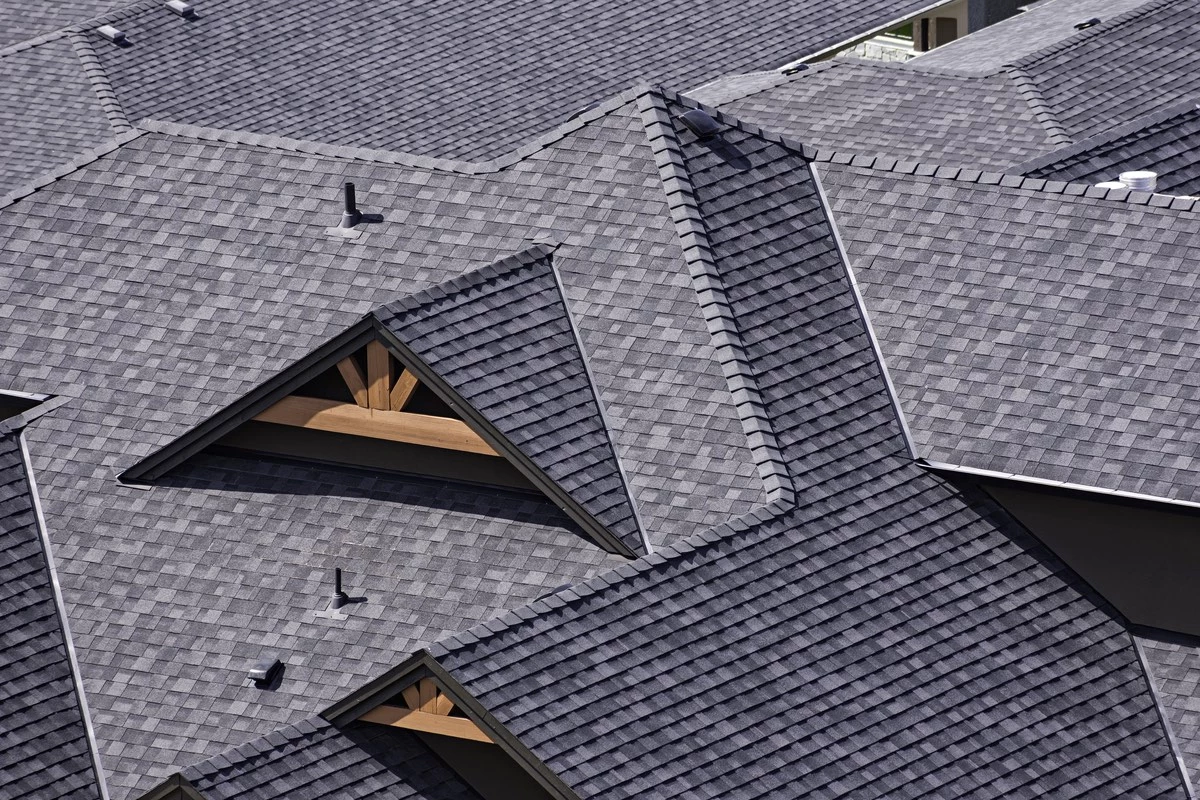 bird's eye view of Houston roof that just underwent Spring Valley Village roof replacement