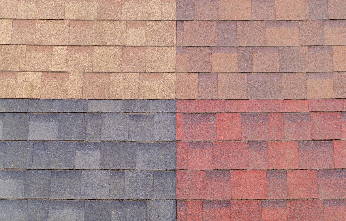 Different colored shingles displayed as options for Meadows Place roof replacement