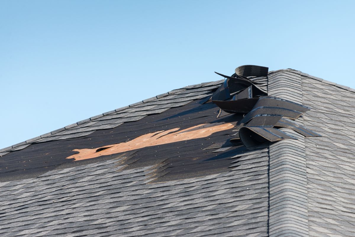 Shingles blown off due to Houston wind roof damage
