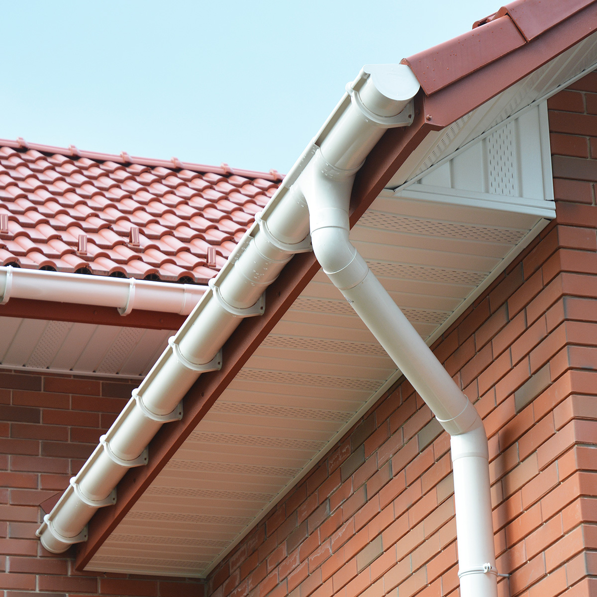 Rain gutter and a downspout