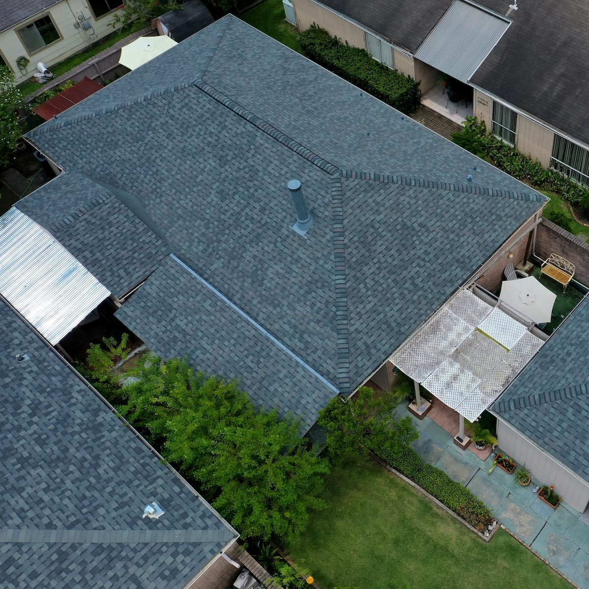 A newly repaired roof
