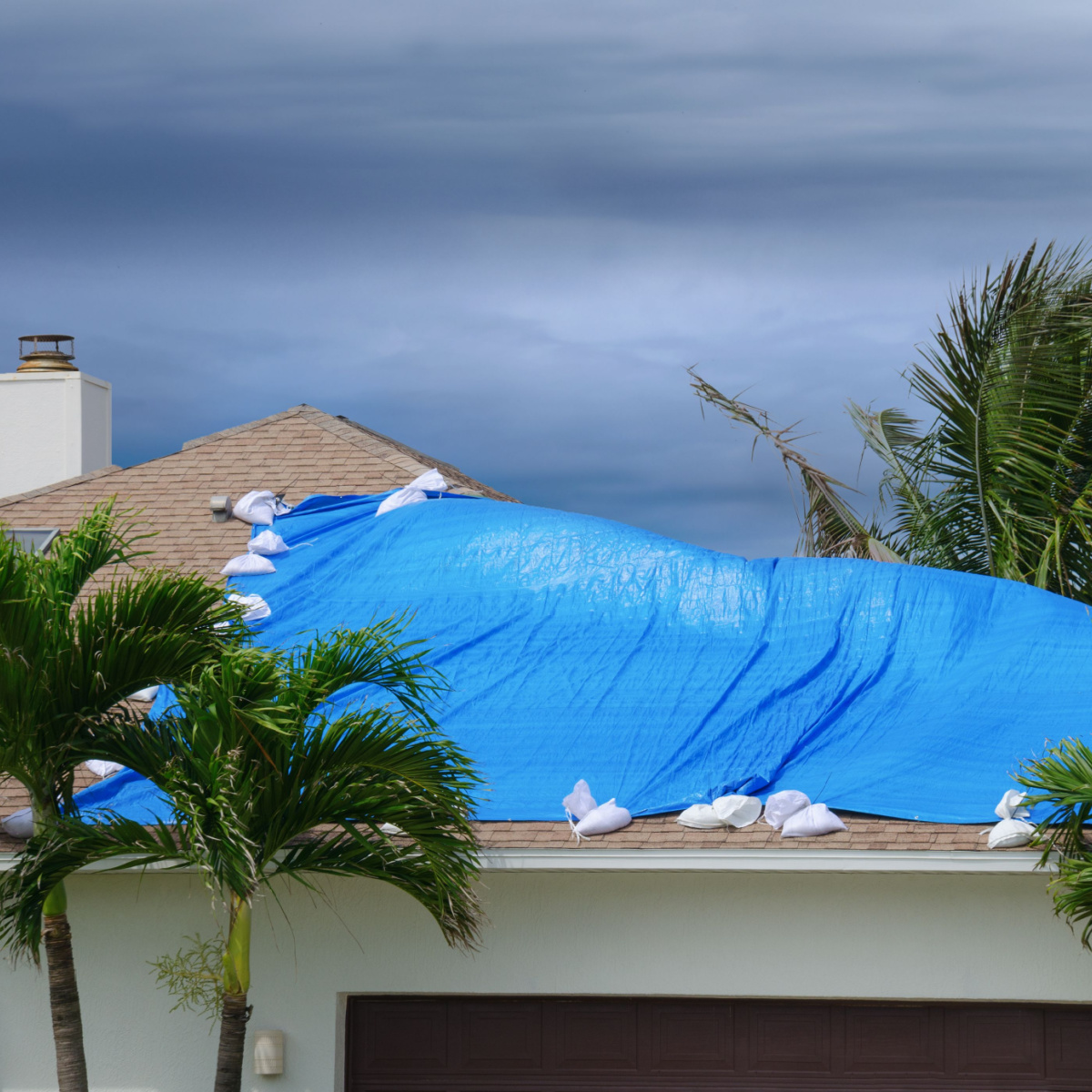 A roof damaged by a hurricane