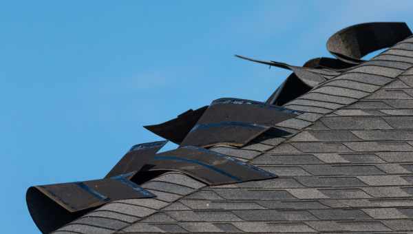 Shingles damaged from the wind