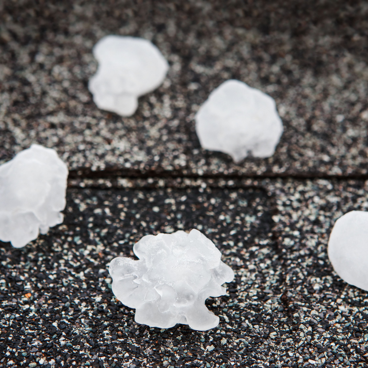 Hailstones on a roof