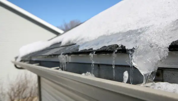 Ice on Rosenberg roof after cold front