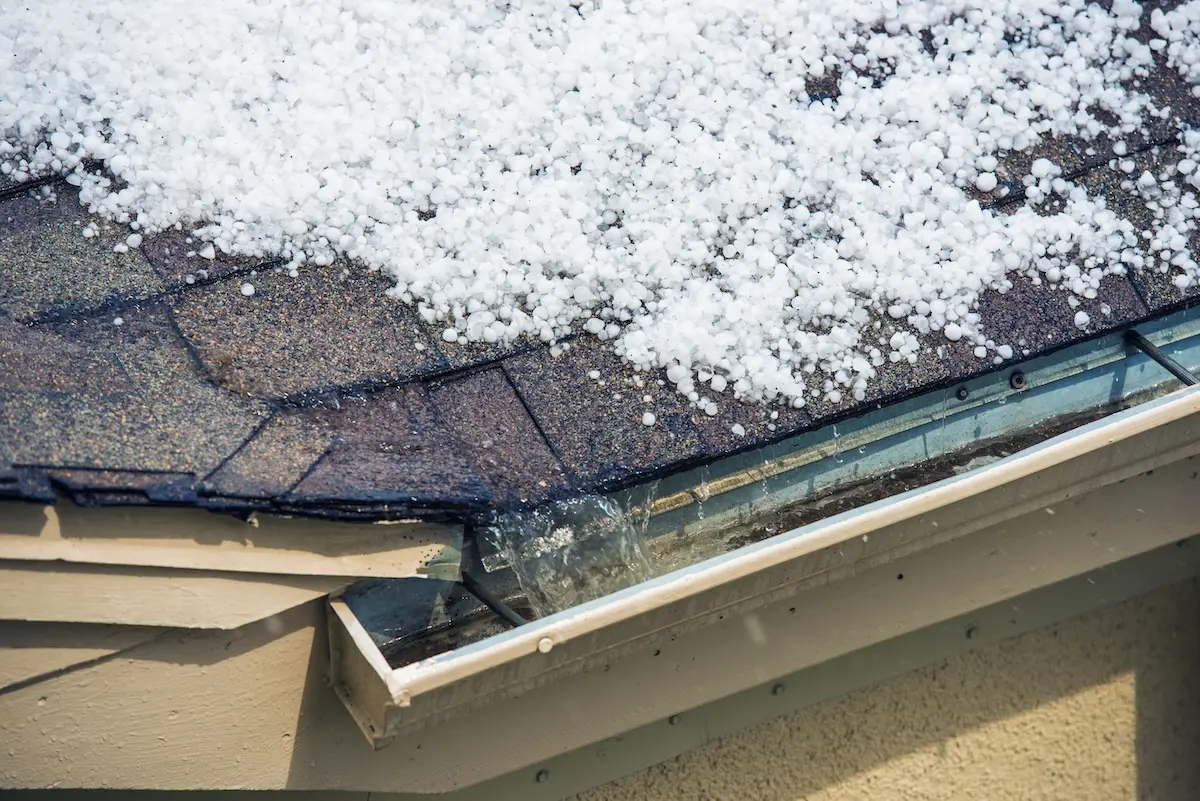 Mission Bend roofing showing hail stones and potential roof damage
