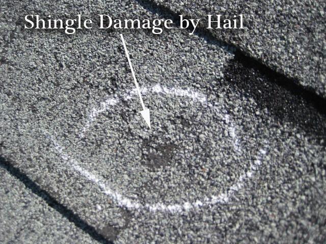 Shingle Damage by Hail in Houston